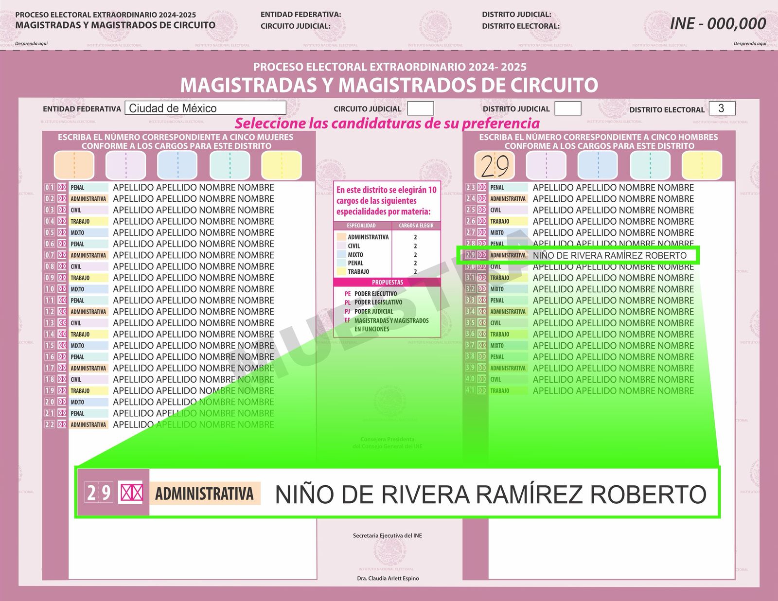 boleta marcar Roberto Niño de Rivera